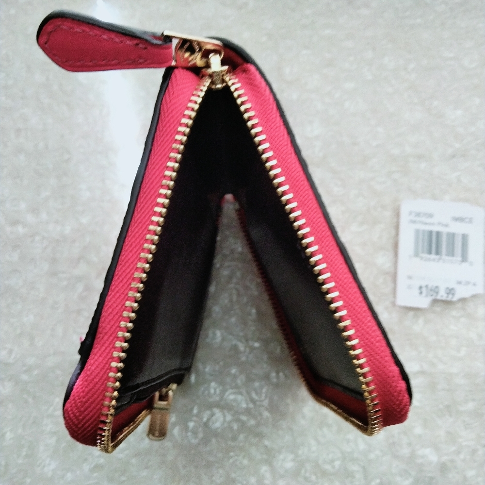 Coach Neon Pink Embossed Zipper Wallet Clutch - Picture 9 of 11